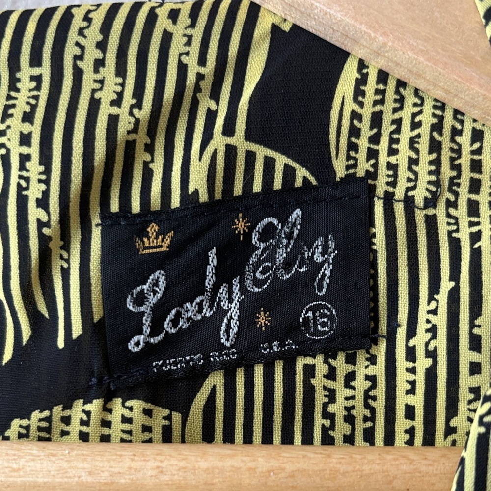 Vintage Lady Elsy Black and Yellow Patterned Dress size 16 - Picture 3 of 8